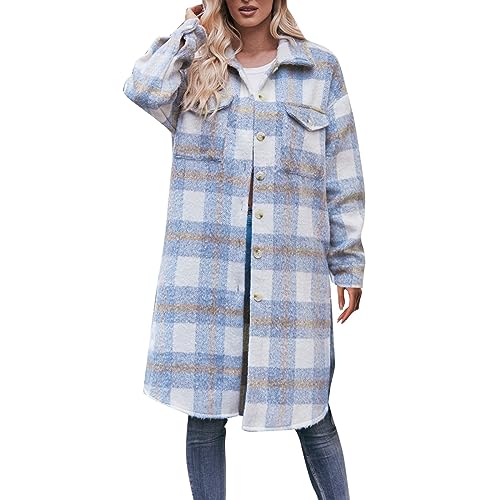 Fulidngzg Mantel Damen Elegant Lang Leicht Trenchcoat Wintermantel Wolle Warm Wollmantel Damenmantel Übergang Boucle Blazer Übergangsjacke Elegant Boucle Jacke Herbstmantel Windjacke von Fulidngzg