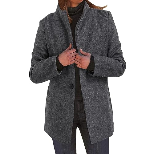 Fulidngzg Mantel Damen Elegant Lang Schwarzer Wintermantel Wollmantel Wolle Herbst Winter Trenchcoat Parka A-Linie Boucle Blazer Wolljacke Leicht Longblazer Winterjacke Mantel von Fulidngzg