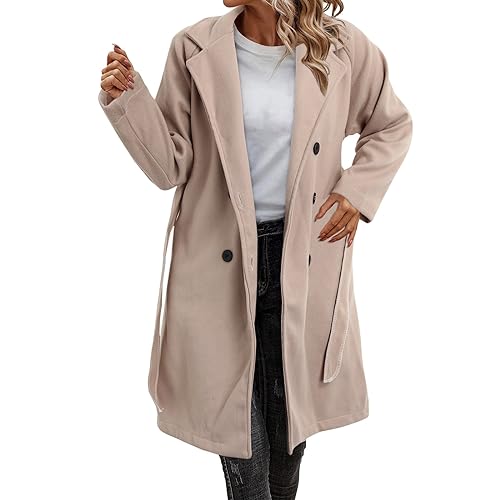 Mantel Damen Elegant Lang Warm Wollmantel Wintermantel Wolle A-Linie Trenchcoat Winterparka Herbst Winter Wolljacke Dufflecoat Leicht Boucle Jacke Longblazer Herbstmantel von Fulidngzg