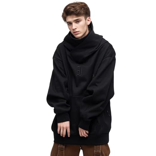 Fulidngzg Ninja Hoodie Herren Dicke Pulli Rollkragenpullover Harajuku Schalkragen Pullover Kapuzenpullover Vintage mit Kapuze Hoodie Oversized Fleece Fleecepulli Sweatshirts Sweater von Fulidngzg