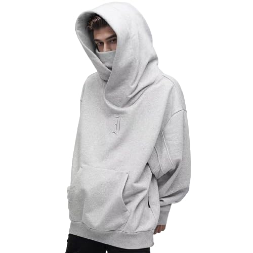 Fulidngzg Ninja Hoodie Herren Dicke Pulli Rollkragenpullover Harajuku Schalkragen Pullover Kapuzenpullover Vintage mit Kapuze Hoodie Oversized Fleece Fleecepulli Sweatshirts Sweater von Fulidngzg