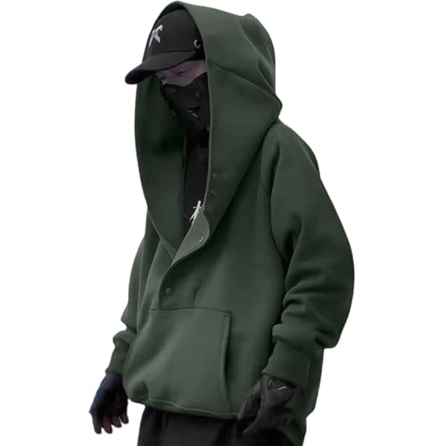 Fulidngzg Ninja Hoodie Herren Dicke Pulli Rollkragenpullover Harajuku Schalkragen Pullover Kapuzenpullover Vintage mit Kapuze Hoodie Oversized Fleece Fleecepulli Sweatshirts Sweater von Fulidngzg