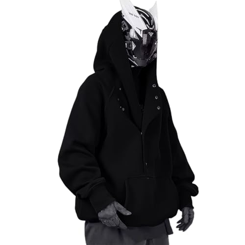 Fulidngzg Ninja Hoodie Herren Dicke Pulli Rollkragenpullover Harajuku Schalkragen Pullover Kapuzenpullover Vintage mit Kapuze Hoodie Oversized Fleece Fleecepulli Sweatshirts Sweater von Fulidngzg