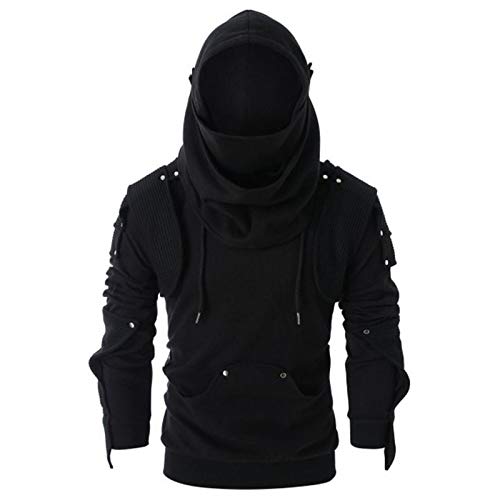 Ninja Hoodie Herren Kuschel Rollkragenpullover Pullover Vintage Kapuzenpullover Schalkragen mit Kapuze Pulli Dicke Harajuku Sweatshirts Sweater Streetwear von Fulidngzg