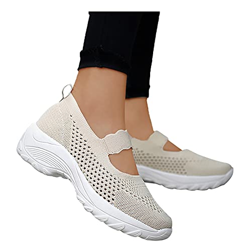 Fulidngzg Orthopädische Schuhe Damen, Luftkissen-Wanderschuhe Walking Shoes Freizeit Mesh Atmungsaktiv Sandals Outdoor Walking Rollingsoft Keilabsatz Outdoor Clogs Sommer Weich Zehentrenner Sandalen von Fulidngzg