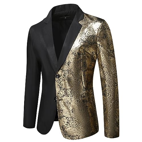 Fulidngzg Pailletten Blazer Herren XXL, Winter Modern Pailletten Blazer Silvester Outfit Glamour Party Pailletten Anzug Smoking Blau Sportlich Slim Fit Glitzer Sakko Glitzer Jacket von Fulidngzg