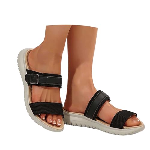 Fulidngzg Orthopädische Sandalen Damen Offenen Zehen Slip-Ins Flache Badelatschen Latschen Mit Weich Fussbett Breite Füße Sommer Bequem Hausschuhe Sandals - Yoga Strand Gr.36-43 von Fulidngzg