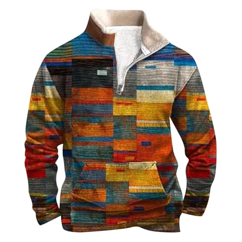 Fulidngzg Pullover mit Reissverschluss Herren, Langarm Zip Pullover Sweatshirt Norweger Thermo Arbeitspullover Fleecepullover Winter Fleece Skipullover Winterpullover Ohne Kapuze Jagd Pulli von Fulidngzg