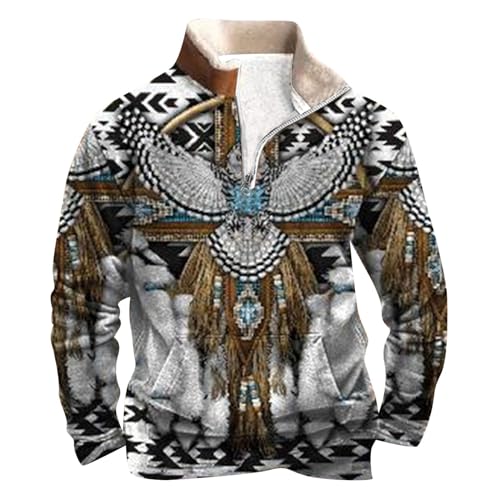 Fulidngzg Pullover mit Reissverschluss Herren, Langarm Zip Pullover Sweatshirt Norweger Thermo Arbeitspullover Fleecepullover Winter Fleece Skipullover Winterpullover Ohne Kapuze Jagd Pulli von Fulidngzg