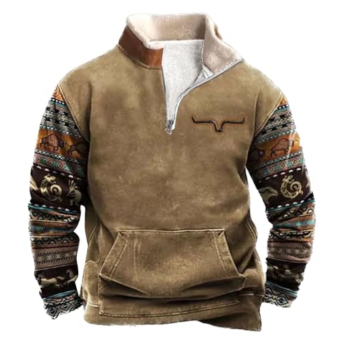 Fulidngzg Pullover mit Reissverschluss Herren, Langarm Zip Pullover Sweatshirt Norweger Thermo Arbeitspullover Fleecepullover Winter Fleece Skipullover Winterpullover Ohne Kapuze Jagd Pulli von Fulidngzg
