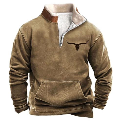 Fulidngzg Pullover mit Reissverschluss Herren, Langarm Zip Pullover Sweatshirt Norweger Thermo Arbeitspullover Fleecepullover Winter Fleece Skipullover Winterpullover Ohne Kapuze Jagd Pulli von Fulidngzg