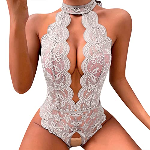 Fulidngzg Reizwäsche Damen Mollig Jumpsuit Unterwäsche Erotisch Shape Push Up Offener Schritt Offener Schritt Spitze Negligee Rückenfrei Grosse Grössen Dessous Ouvert Elegant Bodysuit Body von Fulidngzg