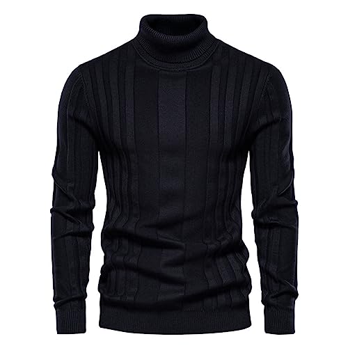 Fulidngzg Rollkragenpulli Herren Rollkragen Basic Rollkragenshirt Pullover Baumwolle Schwarz Strickpullover Rollkragenpullover Strick Business Longsleeve Winterpullover Rollkragenpulli Herrenpullover von Fulidngzg