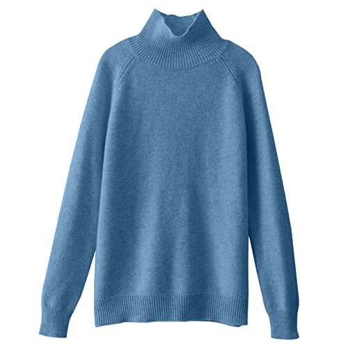 Fulidngzg Rollkragenpullover Damen Weiß Basic Kuschel Strickpullover Pullover Dicker Grobstrick Winterpullover Pulli Oversize Alpaka Rollkragenpullover Baumwollpullover Baumwolle Unterziehrolli Rolli von Fulidngzg