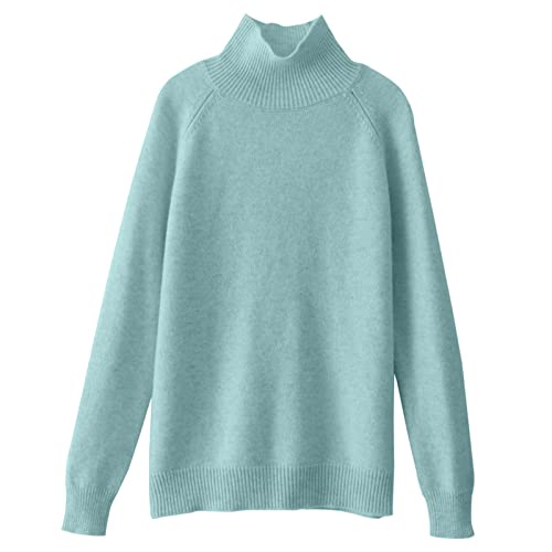 Fulidngzg Rollkragenpullover Damen Weiß Basic Kuschel Strickpullover Pullover Dicker Grobstrick Winterpullover Pulli Oversize Alpaka Rollkragenpullover Baumwollpullover Baumwolle Unterziehrolli Rolli von Fulidngzg