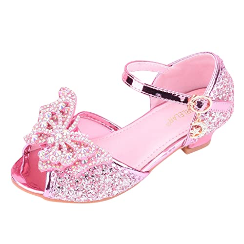 Fulidngzg Sandalen Mädchen 30 Elegante Ballerina Cosplay Schuhe Kinderschuhe Pumps Leder mit Absatz Schmal Klettverschluss Tanzschuhe Stöckelschuhe Bowknot Partei Sommer Prinzessin Schuhe von Fulidngzg