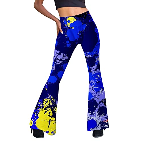 Fulidngzg Schlaghose Damen 70er Hippie Schwarz Jazzpants Jogginghose Yogahose Palazzo High Waist Sommerhose Gymnastikhose Freizeithose Sportleggins Bunt Sporthose Blumen Boho Strandhose Caprihose von Fulidngzg