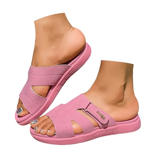 Fulidngzg Orthopädische Sandalen Damen Offenen Zehen Slip-Ins Flache Badelatschen Latschen Mit Weich Fussbett Breite Füße Sommer Bequem Hausschuhe Sandals - Yoga Strand Gr.36-43 von Fulidngzg
