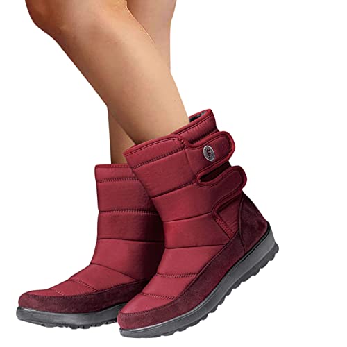 Fulidngzg Schneestiefel Damen 40 Gefüttert Winter Warm Fleece Wasserdicht Stiefel mit Klettverschluss Winterstiefel Schneeschuhe Thermostiefel Langschaftstiefel von Fulidngzg