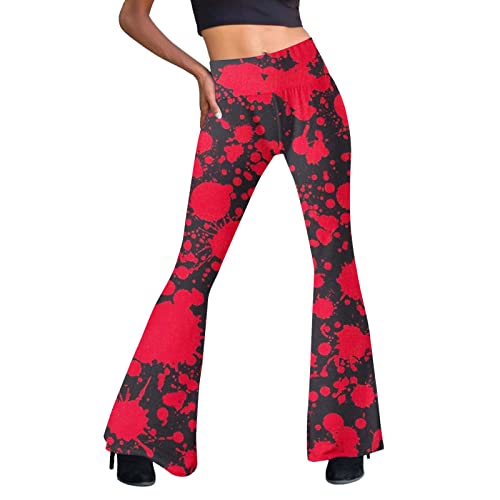 Fulidngzg Schwarze Schlaghose Damen Stoff Jogginghose Freizeithose Jazzpants Palazzo Gymnastikhose Bunt High Waist Caprihose Bootcut Fitnesshose Sportleggins Boho Strandhose 70er Sommerhose Yogahose von Fulidngzg