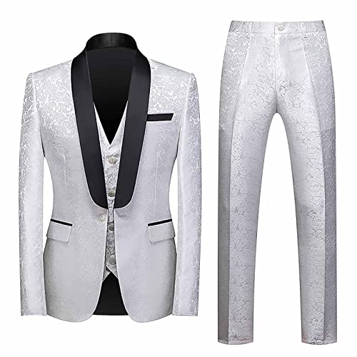 Fulidngzg Schwarzer Anzug Herren Komplett Sakkos Herrenanzug Weißer Modern Hochzeitsanzug Regular Fit Übergröße Smoking Anzug Hochzeit Vintage Blazers Festlich Große Größen Slim Fit Weste Anzug Hosen von Fulidngzg