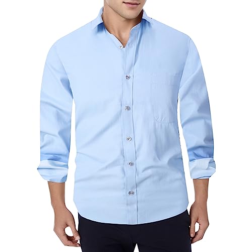 Fulidngzg Schwarzes Hemd Herren Festlich Hemd Übergrößen Weiß Bügelfrei Hemden Oktoberfest Regular Fit Herrenhemden Hochzeit Casual Langarm Anzug Hemd Businesshemden Slim Fit Rockabilly Oberhemden von Fulidngzg