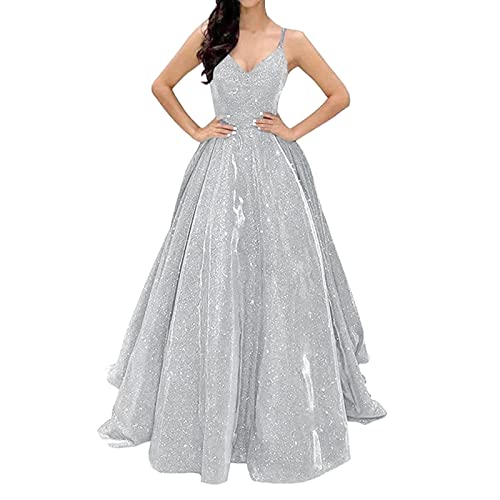 Fulidngzg Silvester Kleid Damen Glitzer Festliche Party Pailettenkleider Glitzerkleid Pailletten Schöne Cocktailkleid Partykleid Vintage Glamour Silvesterkleid Abendkleider Schick Lang Festkleid von Fulidngzg
