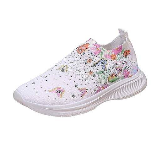 Fulidngzg Sneaker Damen Weiss Slip On Leicht Glitzerschuhe Glitzer Sneaker Chunky Plateau Pailettenschuhe Pailletten Schuhe Elegante rutschfeste Turnschuhe Glitzer Schuhe Schlupfschuhe von Fulidngzg