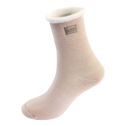 Fulidngzg Socken Winter Damen Fleece Gefütterte Wintersocken Thermosocken Kuschel Flauschige Bettsocken Wollsocken Dicke Norweger Kuschelsocken Strümpfe Frottee Fluffy Schlafsocken Hüttensocken von Fulidngzg