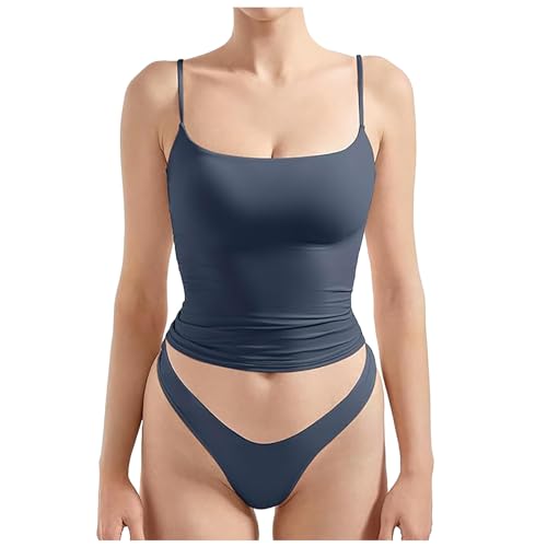 Fulidngzg Tank Top Damen, Spaghettiträger Trägertop, Enges Oberteil Spaghetti & Unterhosen, Basic Y2K Sommer Tops Teenager Mädchen von Fulidngzg