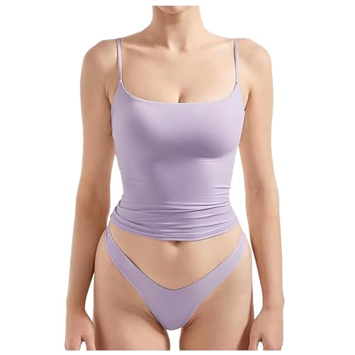 Fulidngzg Tank Top Damen, Spaghettiträger Trägertop, Enges Oberteil Spaghetti & Unterhosen, Basic Y2K Sommer Tops Teenager Mädchen von Fulidngzg