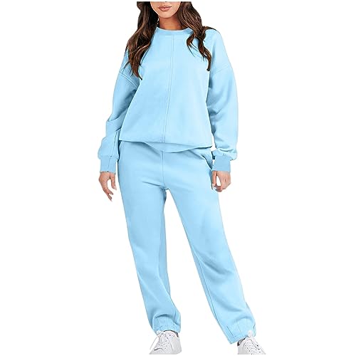 Fulidngzg Sportanzug Damen 2023 Casual Jumpsuit Trainingsanzug Komplett Elegant Hausanzug Zweiteiler Kuschelig Winter Jogginganzug Loungewear 2 Teiler Basic Ohne Kapuze Freizeitanzug Homewear von Fulidngzg