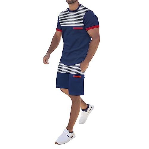 Fulidngzg Sportanzug Herren Ohne Kapuze Kurz Shorty Freizeitanzug Jogging Anzug Baumwolle Festival Kurzgröße Elegant Schwitzanzug Sommer Outfit 2 Teiler Fussball Kurzarm Schlafanzüge Jumpsuit 2023 von Fulidngzg
