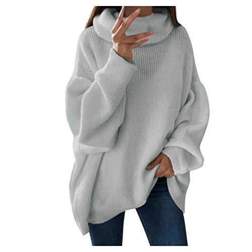 Fulidngzg Strickpulli Damen Herbst Winter Dicker Pulli Winterpullover Cashmere Basic Pullover Strickpullover Sexy Elegant Rollkragenpullover Wollpulli Lang Kuschelpullover Damenpullover von Fulidngzg