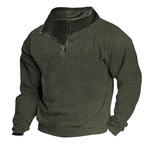 Fulidngzg Sweatshirt Herren Ohne Kapuze, Warm mit Reißverschluss Arbeitspullover Norweger Langarm Pullover Winterpullover Schwarzer Thermo Fleecejacke Fleecepullover Fleece Pulli von Fulidngzg