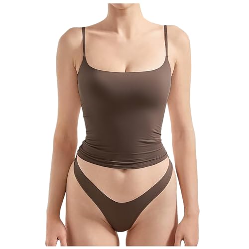 Fulidngzg Tank Top Damen, Spaghettiträger Trägertop, Enges Oberteil Spaghetti & Unterhosen, Basic Y2K Sommer Tops Teenager Mädchen von Fulidngzg