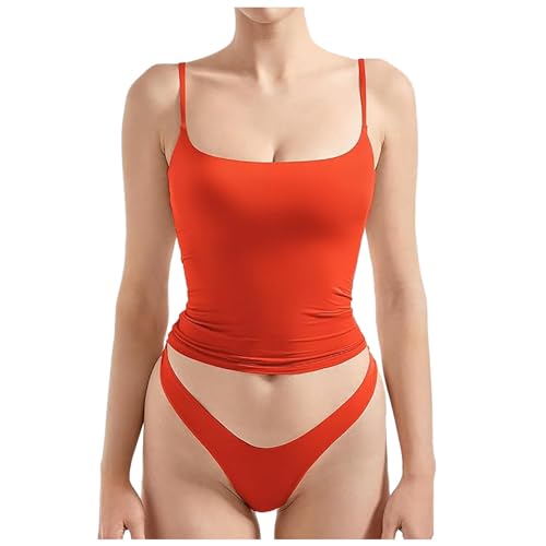 Fulidngzg Tank Top Damen, Spaghettiträger Trägertop, Enges Oberteil Spaghetti & Unterhosen, Basic Y2K Sommer Tops Teenager Mädchen von Fulidngzg