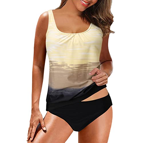 Fulidngzg Tankini Damen Große Größen S-5Xl mit Shorts Zweiteilige Sexy Bauchweg für Mollige Tankinis Oberteil Sportlich Bademode Tankini Set Badeanzug von Fulidngzg