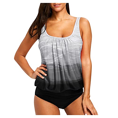 Fulidngzg Tankini Damen Große Größen S-5Xl mit Shorts Zweiteilige Sexy Bauchweg für Mollige Tankinis Oberteil Sportlich Bademode Tankini Set Badeanzug von Fulidngzg