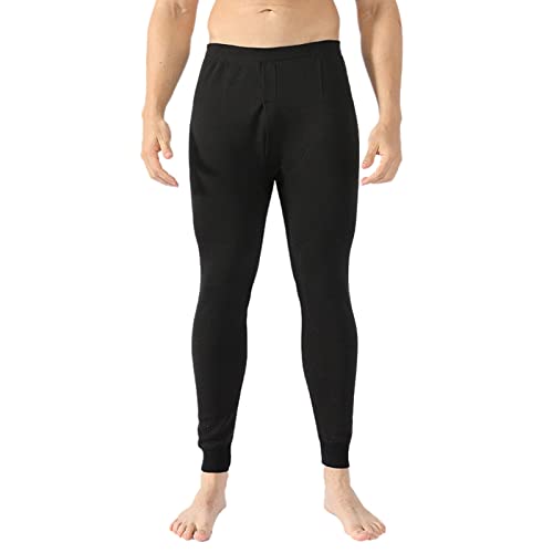 Fulidngzg Thermo Unterhose Herren: Schwarz Lässige Thermounterwäsche Termostrumpfhosen Baumwolle Lange Thermohose Unterhosen Warme Feinripp Thermounterhose Underwear Fleece Leggings von Fulidngzg