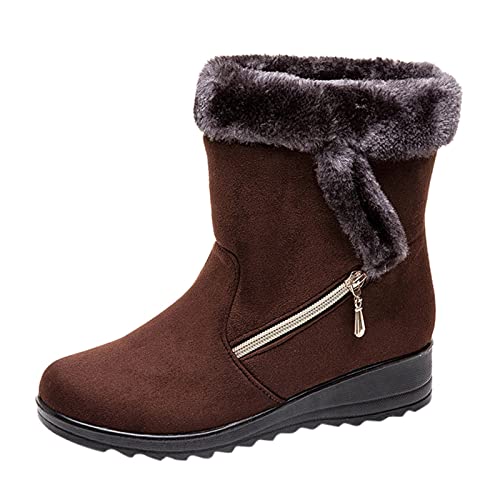 Fulidngzg Thermostiefel Damen Reiten Mittelhoch Hoch Warm Schlupfstiefel Schneeschuhe Weitschaft Rutschfest Winterstiefel Winterboots Herbst Winter Outdoor Schneestiefel Winterschuhe Stiefel von Fulidngzg