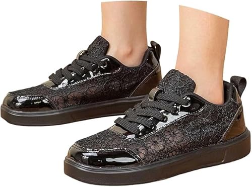Fulidngzg Trachtenschuhe Damen, Trachtenschuhe Damen Flach - Spitzen Dirndl Trachten Sneaker Mesh Atmungsaktive Sommerschuhe Weiß Braut Stoff Turnschuhe Bequem Hochzeitsschuhe von Fulidngzg