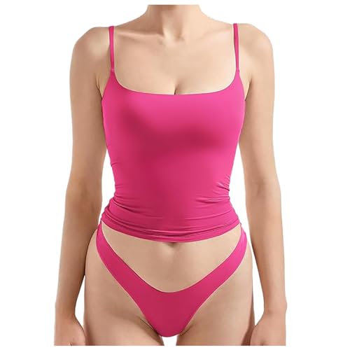 Fulidngzg Tank Top Damen, Spaghettiträger Trägertop, Enges Oberteil Spaghetti & Unterhosen, Basic Y2K Sommer Tops Teenager Mädchen von Fulidngzg