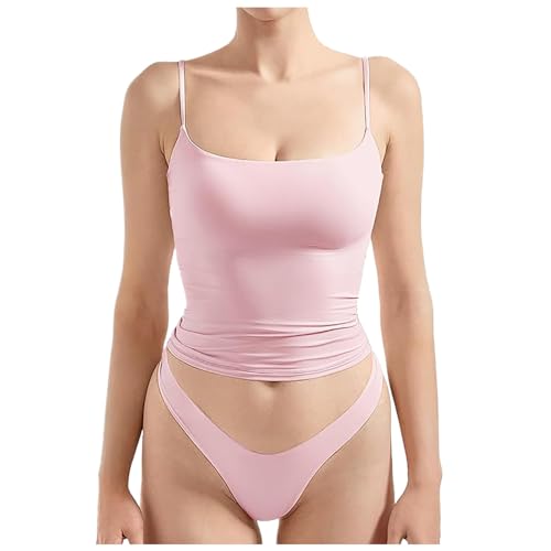 Fulidngzg Tank Top Damen, Spaghettiträger Trägertop, Enges Oberteil Spaghetti & Unterhosen, Basic Y2K Sommer Tops Teenager Mädchen von Fulidngzg