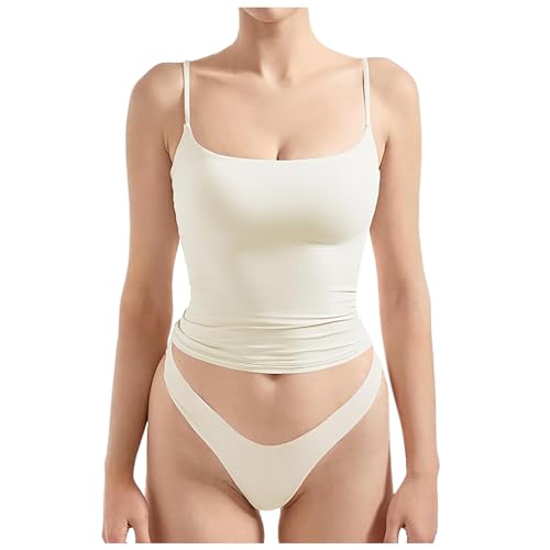 Fulidngzg Tank Top Damen, Spaghettiträger Trägertop, Enges Oberteil Spaghetti & Unterhosen, Basic Y2K Sommer Tops Teenager Mädchen von Fulidngzg