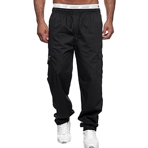 Fulidngzg Trainingshose Herren Blau Jogger mit Taschen Jogginghose Trainingshose Baumwolle Baggy Slim Fit Lang Sweathose Sporthose Laufhose Stretch Warm Gym Cargohose Fitnesshose Herren Trainingshose von Fulidngzg