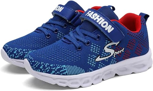 Fulidngzg Turnschuhe Kinder Jungen Mädchen Modische Ganzjahres Hallenschuhe Sportschuhe Leicht Mesh Straßenlaufschuhe Atmungsaktiv Laufschuhe Flach Dicker Boden rutschfest Klettverschluss Sneaker von Fulidngzg