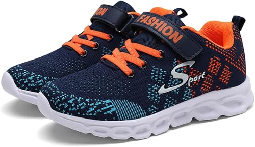 Fulidngzg Turnschuhe Kinder Jungen Mädchen Modische Ganzjahres Hallenschuhe Sportschuhe Leicht Mesh Straßenlaufschuhe Atmungsaktiv Laufschuhe Flach Dicker Boden rutschfest Klettverschluss Sneaker von Fulidngzg