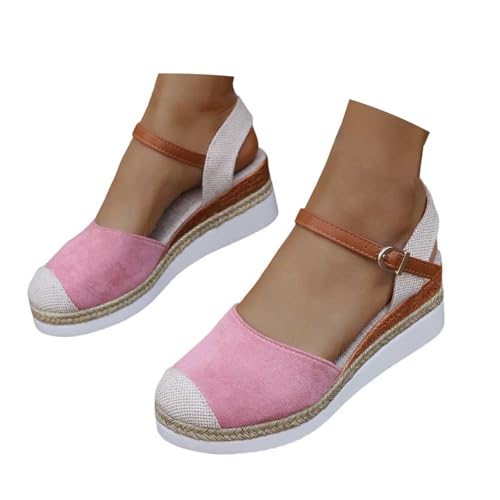 Fulidngzg Wedges Damen Keilabsatz: Schwarz Weite H Bequem Breite Füße Sommersandaletten Geschlossene Sandalen Weiß Sommer Boho Römer Plateau Pumps Keilabsatz Espadrille von Fulidngzg