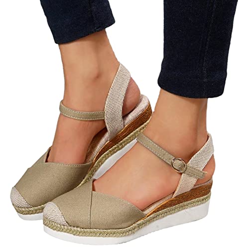 Fulidngzg Wedges Damen Keilabsatz: Schwarz Weite H Bequem Breite Füße Sommersandaletten Geschlossene Sandalen Weiß Sommer Boho Römer Wedges Plateau Sandalen Pumps Keilabsatz Keilabsatz Espadrille von Fulidngzg